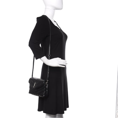 Saint Laurent Calfskin Y Quilted Monogram Toy Loulou Crossbody Bag Black 2 of 9