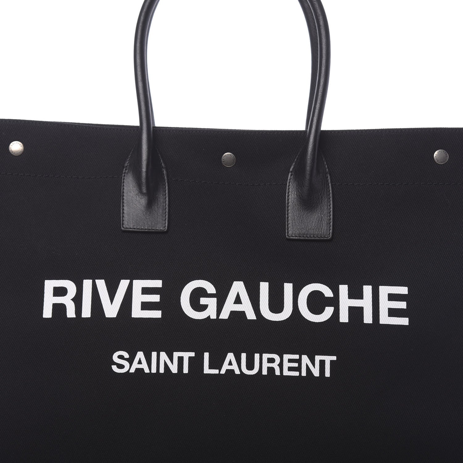 Saint Laurent Linen Calfskin Rive Gauche Tote Black 7 of 9