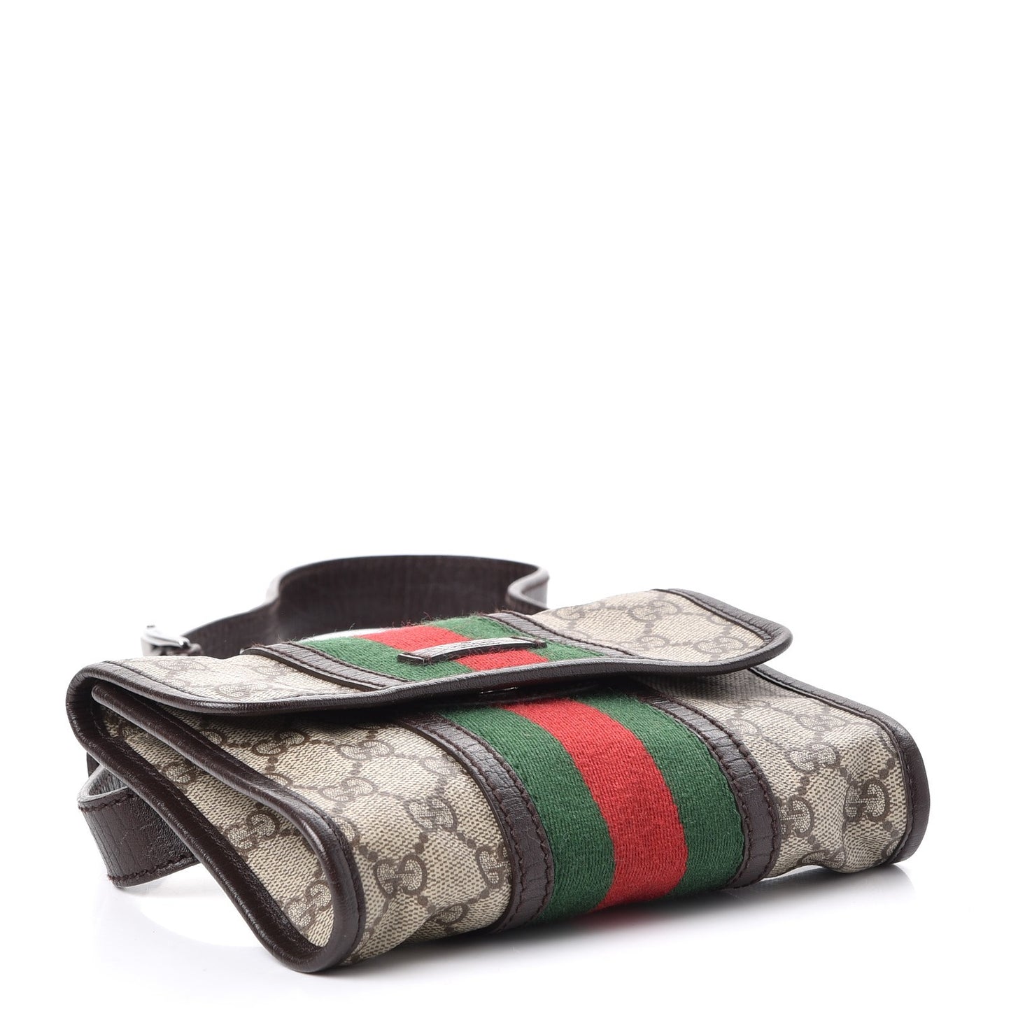GG Monogram Plus Web Belt Bag Dark Brown