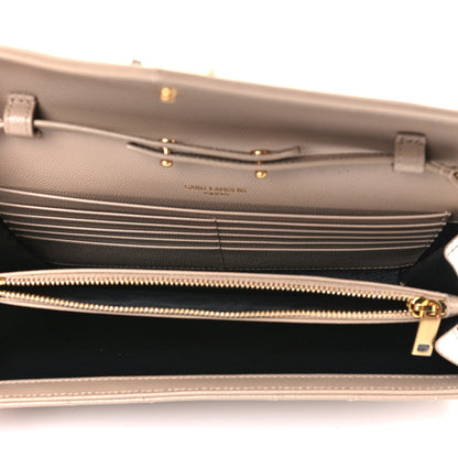 Saint Laurent Grain De Poudre Matelasse Chevron Monogram Chain Wallet Nude Powder 5 of 9
