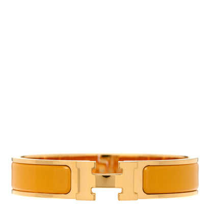 Hermes Enamel Narrow Clic Clac H Bracelet PM Jaune Madras 1 of 4