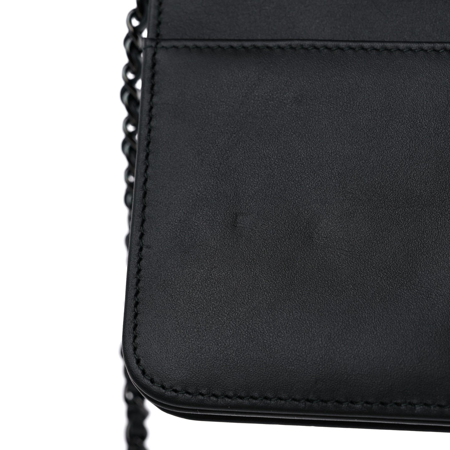 Calfskin Painted Chevron Embossed Boy Wallet On Chain WOC Black
