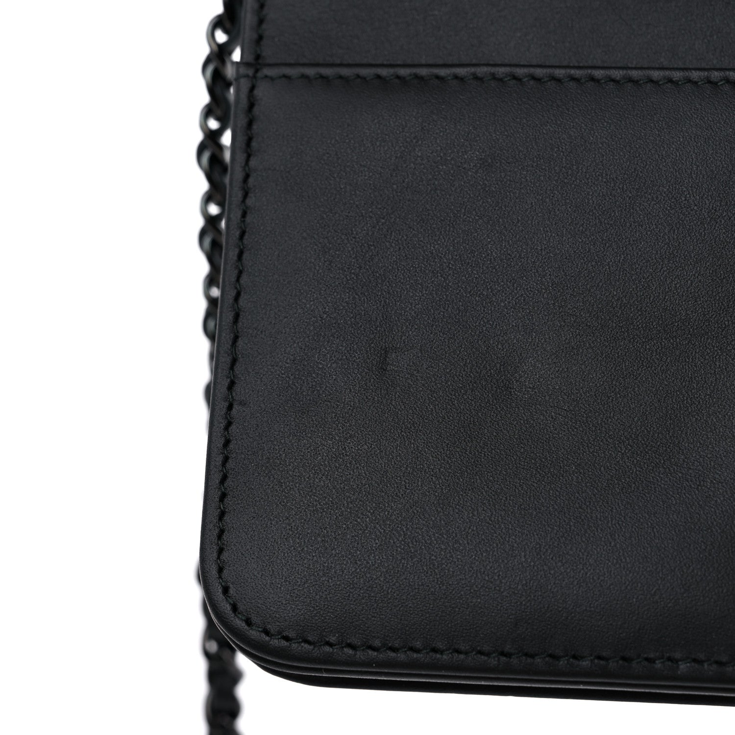 Chanel Calfskin Painted Chevron Embossed Boy Wallet On Chain WOC Black 12 of 12