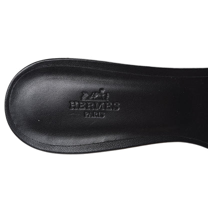 Hermes Cotton Canvas Tropical Modernisme Oasis Sandals 40 Black 7 of 11