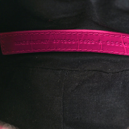 Balenciaga Extra Supple Calfskin Crocodile Embossed XS Le Cagole Shoulder Bag Lipstick Pink 6 of 8