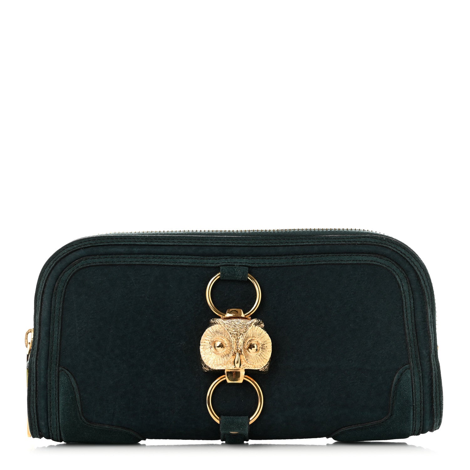 Burberry Prorsum Grainy Nubuck Alma Owl Clutch Indigo Green 1 of 8