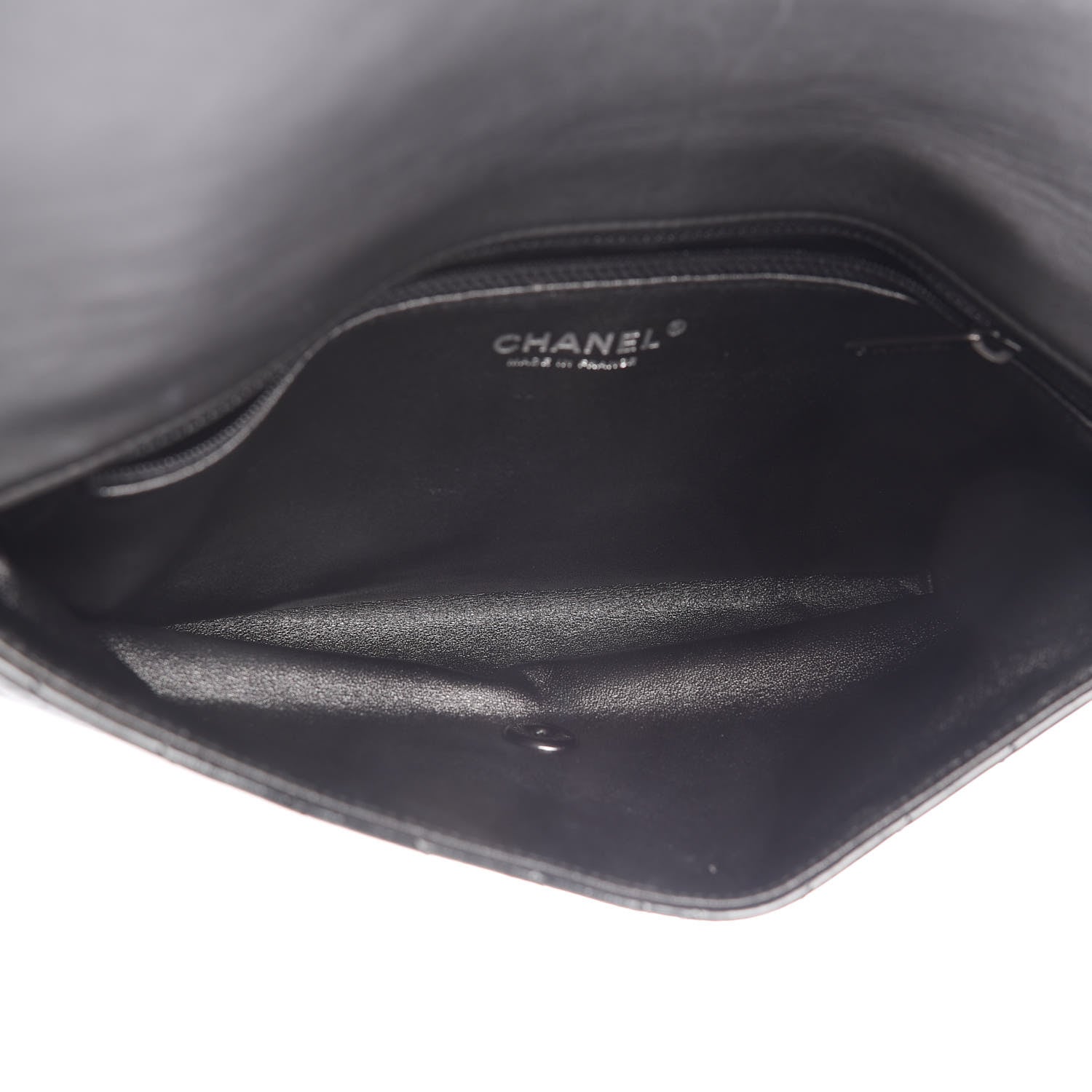 Chanel Patent Metallic Crumpled Calfskin Chevron Quilted Envelope Clutch Black 5 of 10