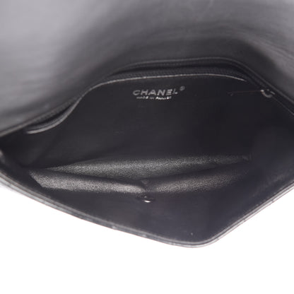 Chanel Patent Metallic Crumpled Calfskin Chevron Quilted Envelope Clutch Black 5 of 10