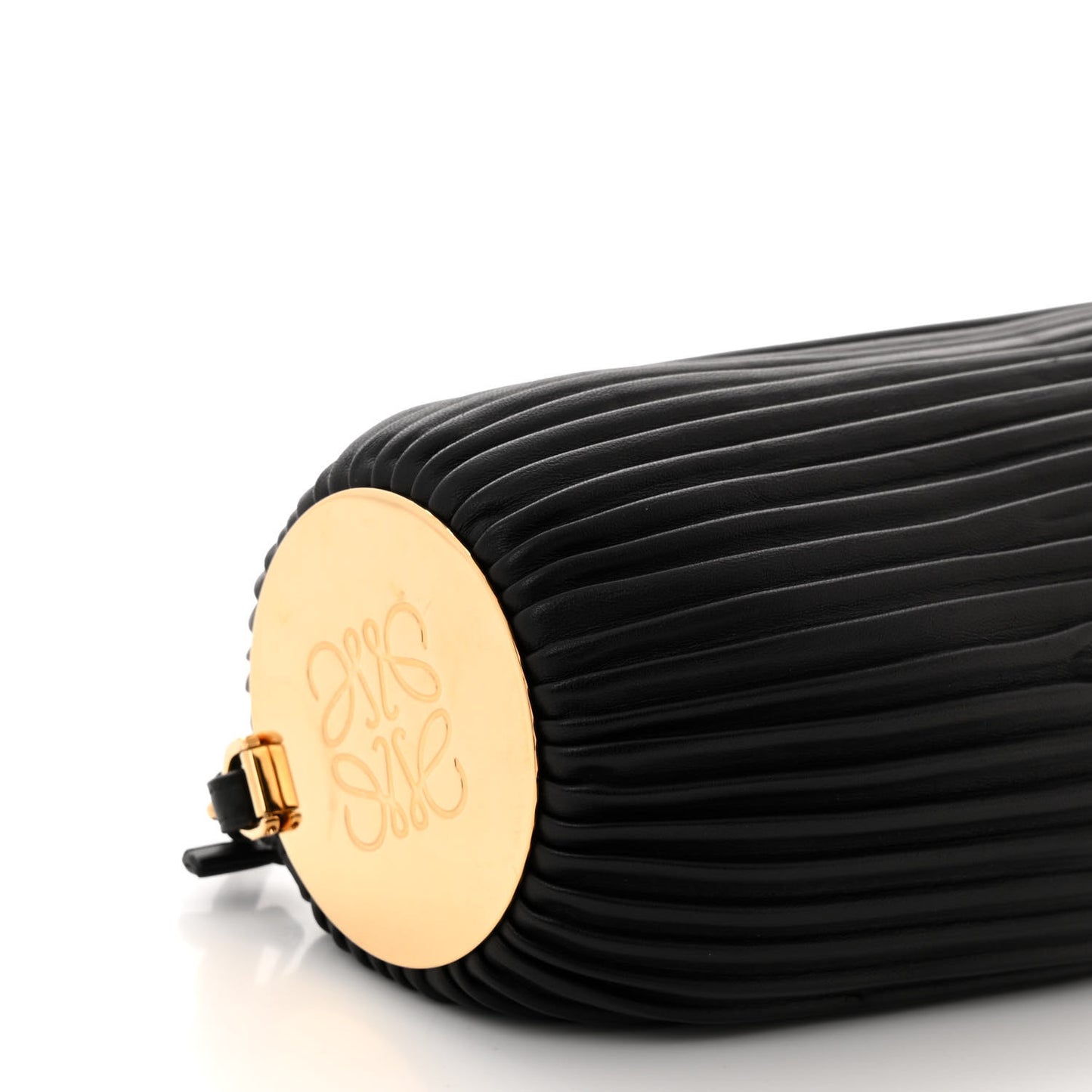 Lambskin Pleated Bracelet Pouch Shoulder Bag Black