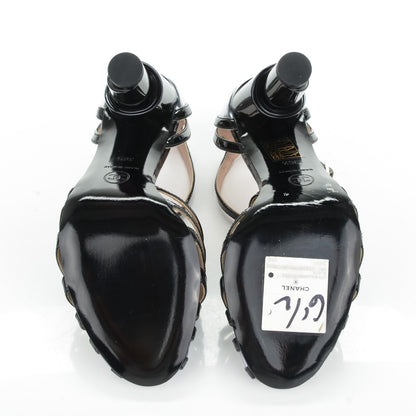 Chanel Patent Cage Peep Toe Heels 36.5 Black 5 of 7