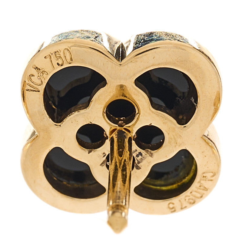 Van Cleef & Arpels 18K Yellow Gold Onyx Pure Alhambra Earrings 4 of 5