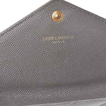 Saint Laurent Grain De Poudre Matelasse Chevron Monogram Flap Wallet Fog 6 of 11
