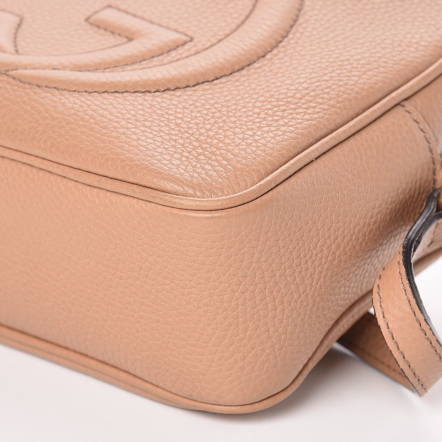 Pebbled Calfskin Small Soho Disco Bag Rose Beige