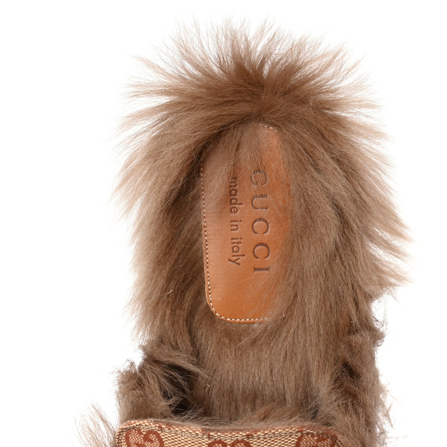GG Monogram Fur Mens Princetown Slippers 8 Beige Ruggine Rust