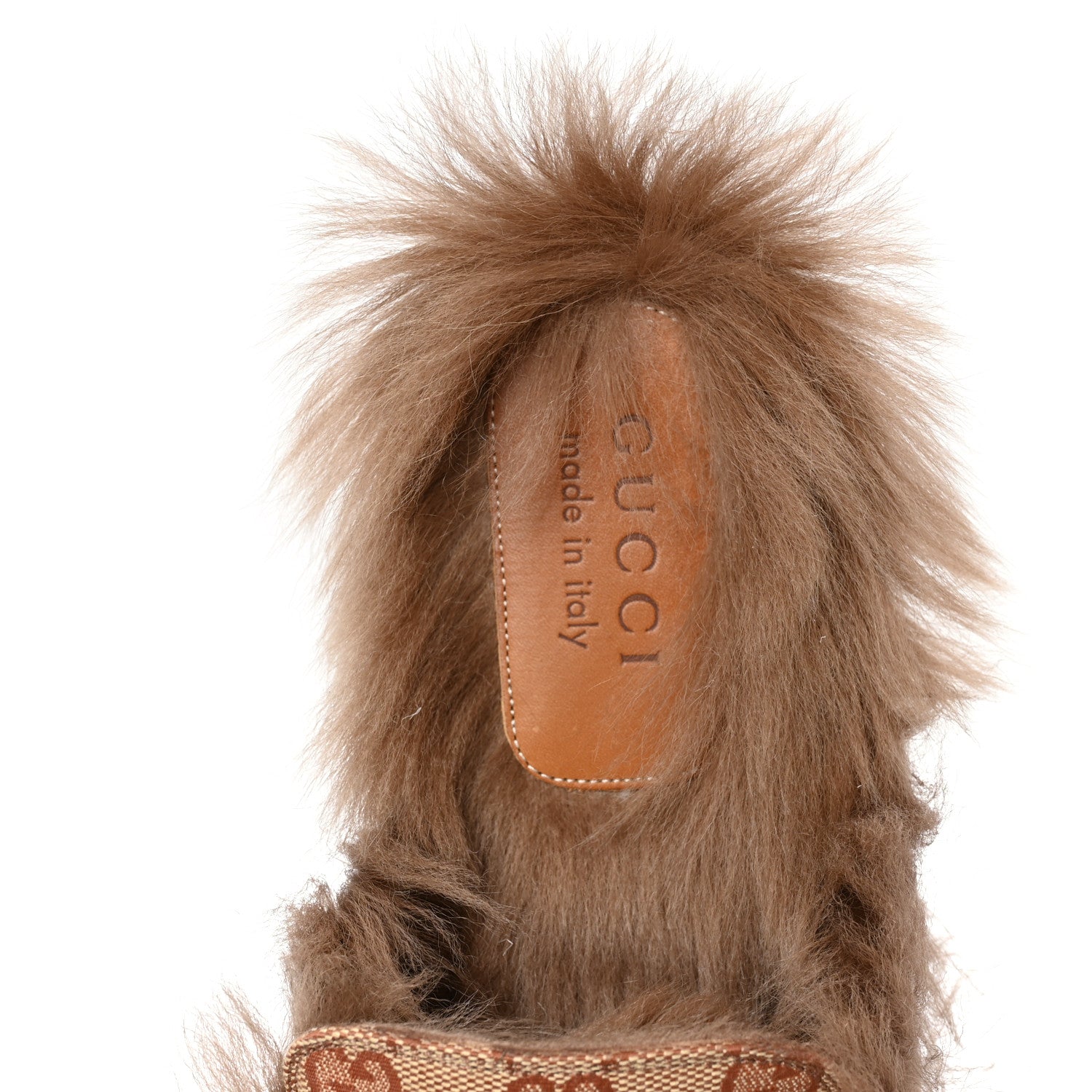 Gucci GG Monogram Fur Mens Princetown Slippers 8 Beige Ruggine Rust 7 of 8