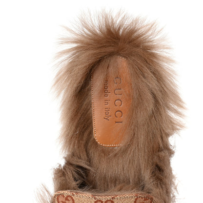 Gucci GG Monogram Fur Mens Princetown Slippers 8 Beige Ruggine Rust 7 of 8