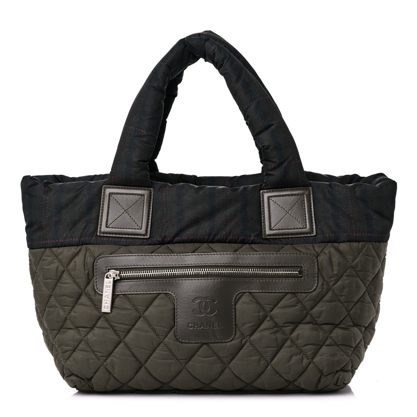 Nylon Quilted Small Coco Cocoon Tote Khaki
