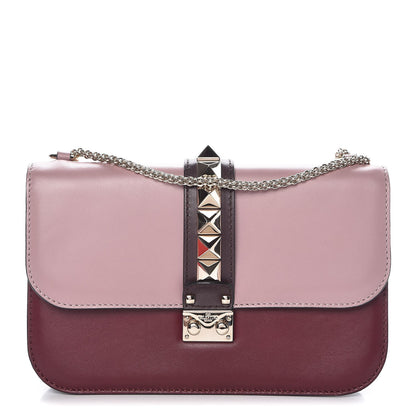 Valentino Garavani Vitello Medium Glam Lock Rockstud Flap Rubin Water Rose Marine 1 of 9