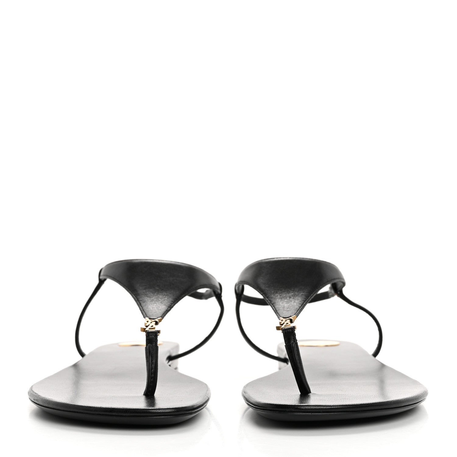Saint Laurent Smooth Calfskin Cassandra Monogram Sandals 40 Black 3 of 9