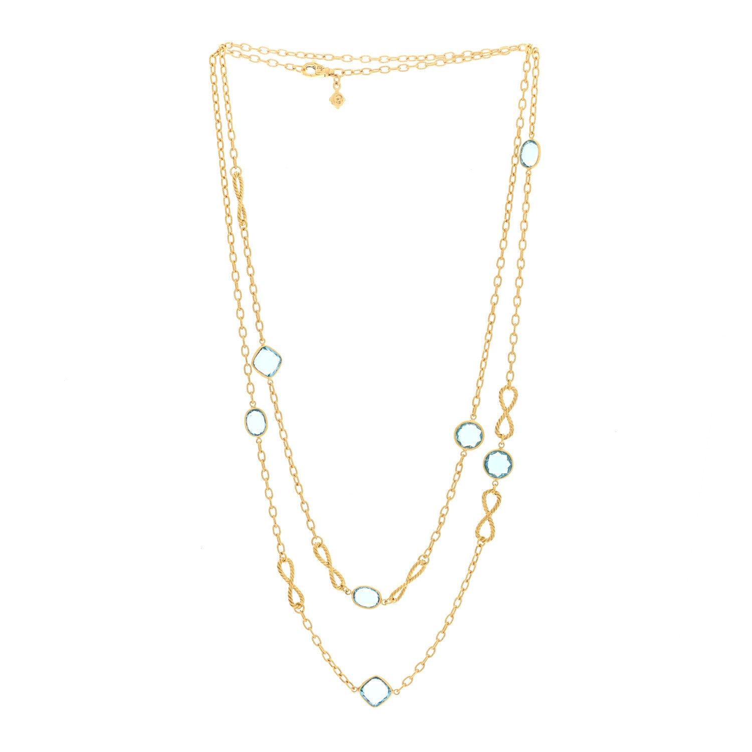 David Yurman 18K Yellow Gold Blue Topaz Infinity Station Necklace 3 of 4