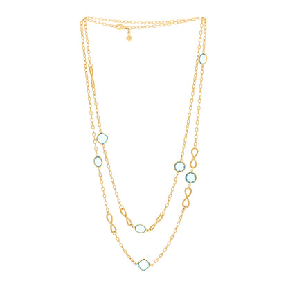 David Yurman 18K Yellow Gold Blue Topaz Infinity Station Necklace 3 of 4