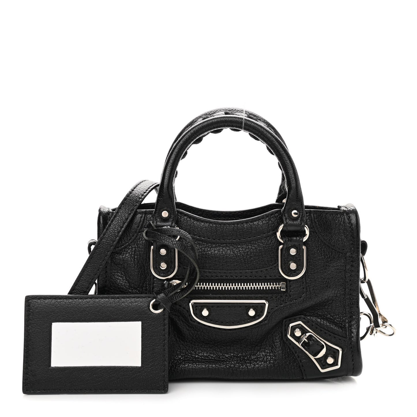 Chevre Silver Metallic Edge Hardware Nano City Black