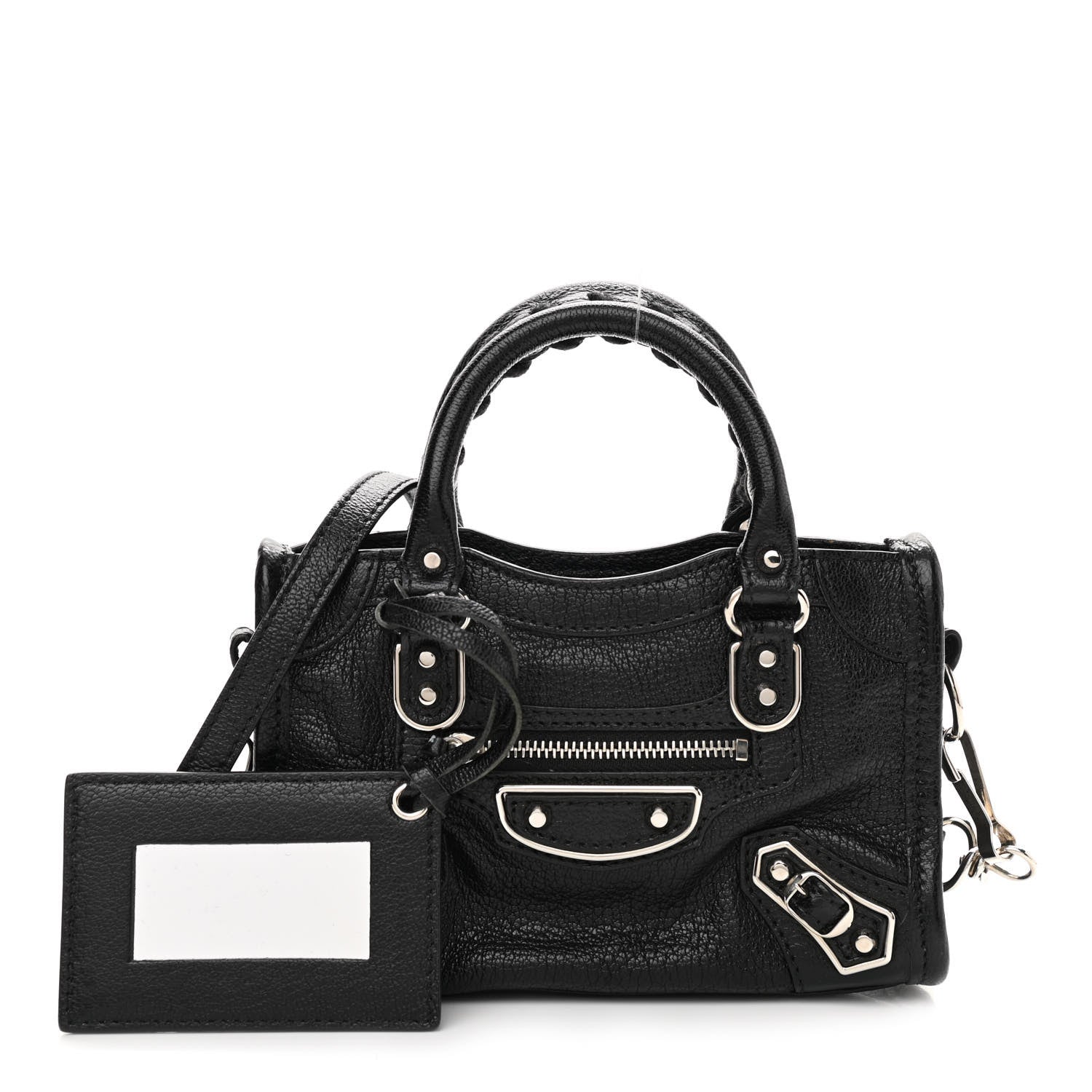 Balenciaga Chevre Silver Metallic Edge Hardware Nano City Black 1 of 10