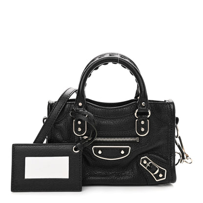 Balenciaga Chevre Silver Metallic Edge Hardware Nano City Black 1 of 10
