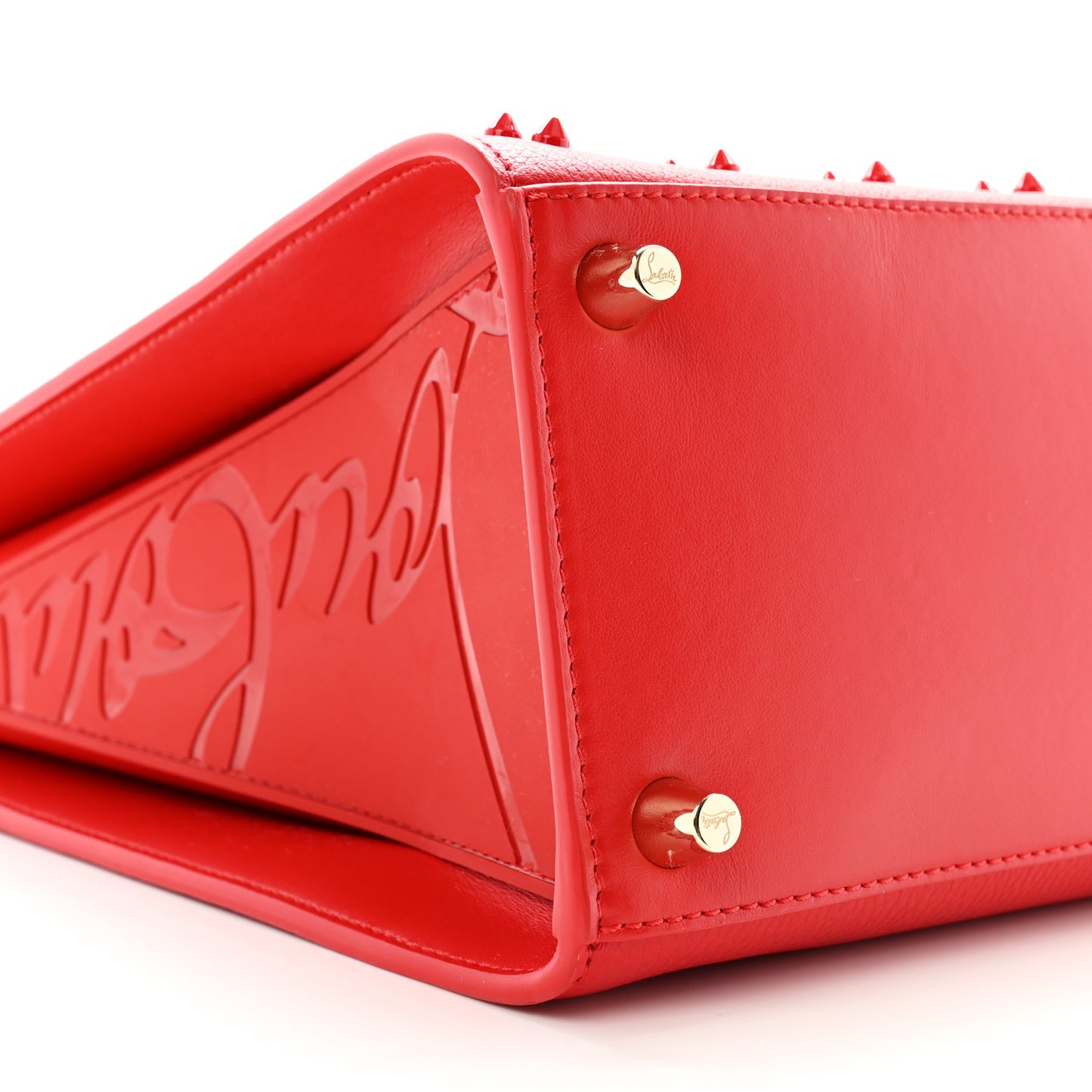 Calfskin Spikes Loubinthesky Medium Paloma Red
