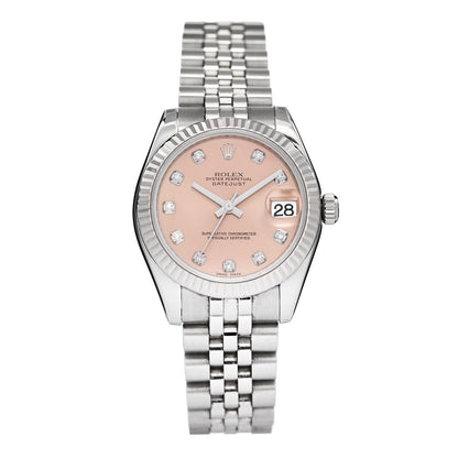 Rolex Stainless Steel 18K White Gold Diamond 28mm Oyster Perpetual Datejust Watch Pink 279174 1 of 4