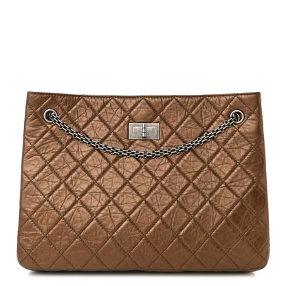 Chanel Metallic Aged Calfskin Quilted Reissue 2.55 Tote Bronze 1 of 12