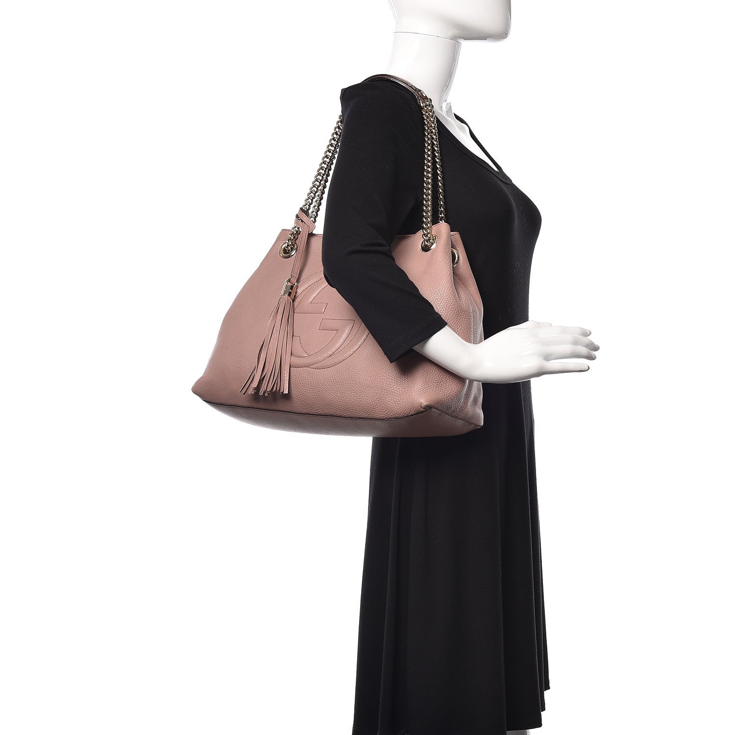 Gucci Pebbled Calfskin Medium Soho Chain Shoulder Bag Dark Cipria 1 of 15