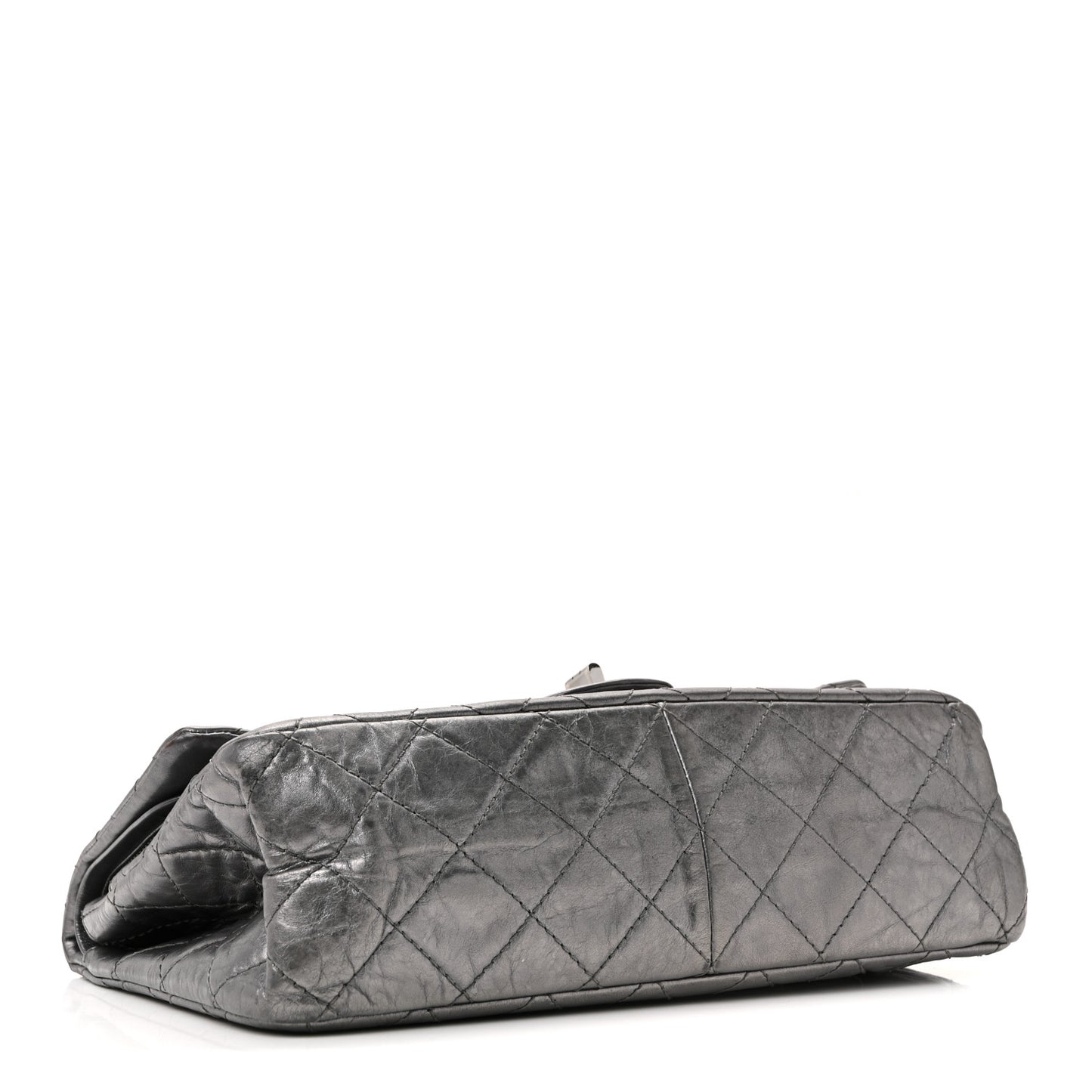 Metallic Aged Calfskin Quilted 2.55 Reissue 227 Flap Dark Silver