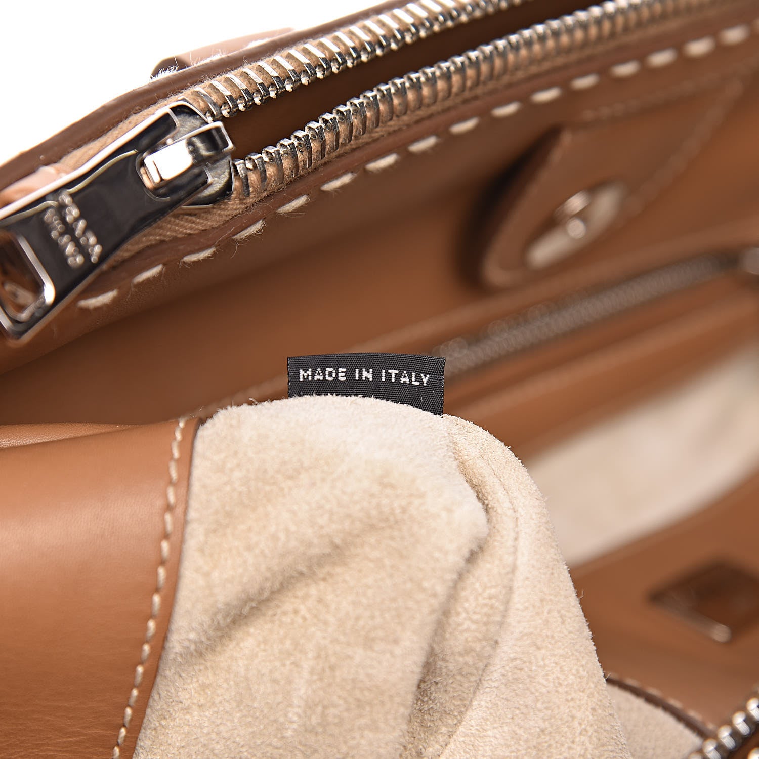 Prada City Calf Small Hand Stitched Galleria Double Zip Tote Caramel 7 of 12