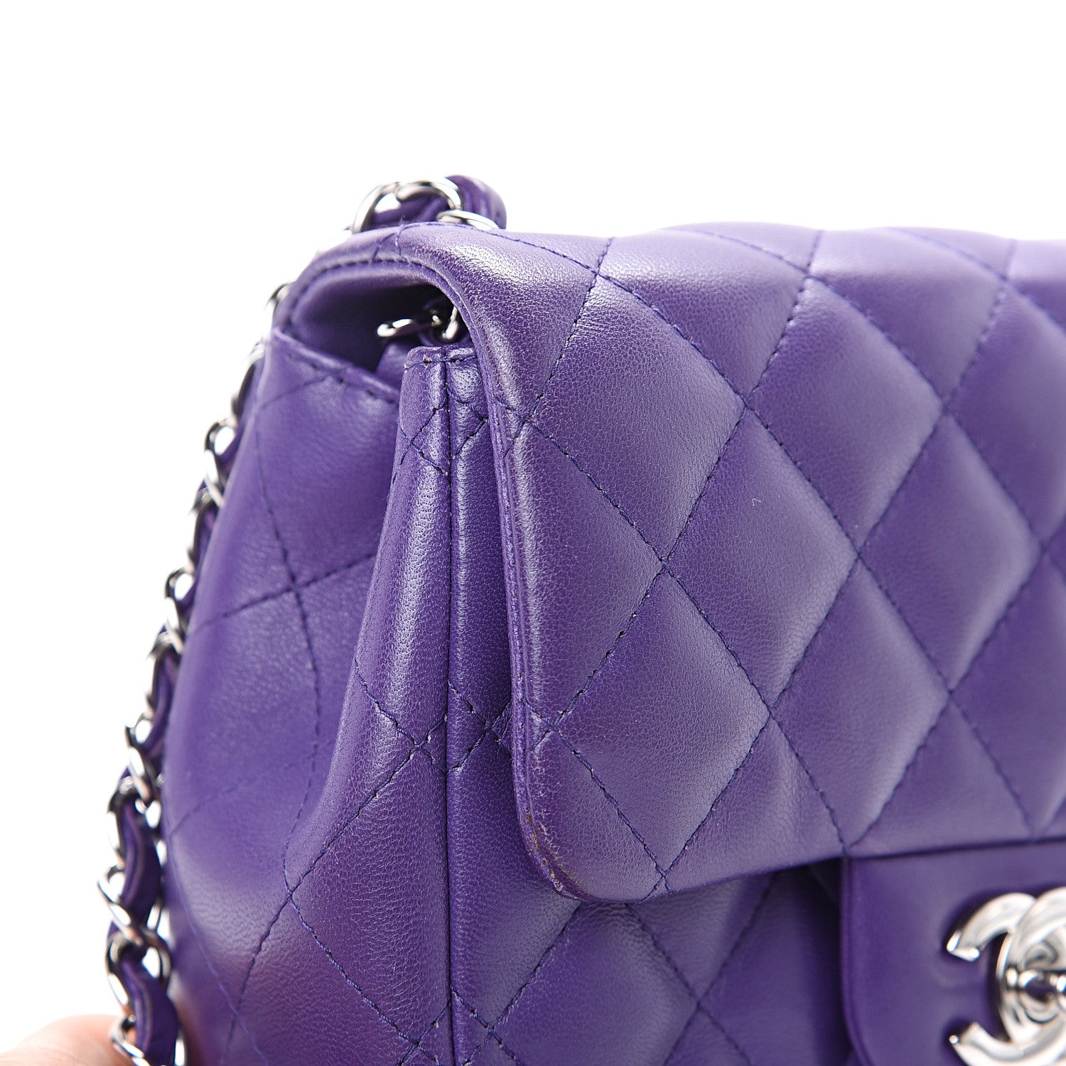 Chanel Lambskin Quilted Mini Square Flap Purple 13 of 15