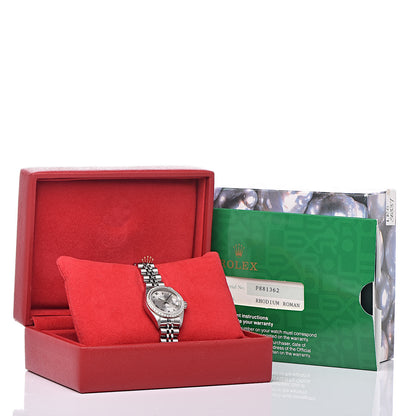 Rolex Stainless Steel 18K White Gold Diamond 26mm Oyster Perpetual Datejust Watch Silver Roman 79174 7 of 7
