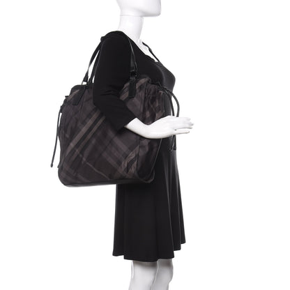 Burberry Nylon Check Small Buckleigh Packable Tote Charcoal 2 of 13