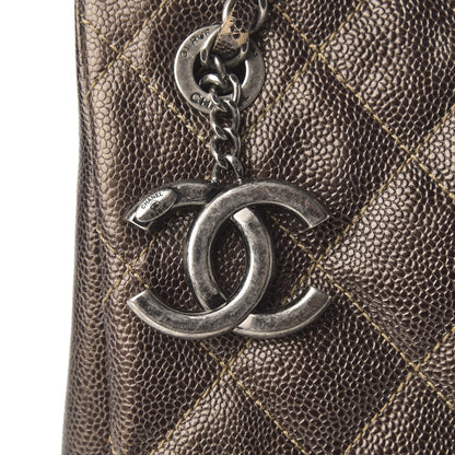 Chanel Iridescent Caviar Quilted Tall Chic Shopping Tote Dark Gold 14 of 15