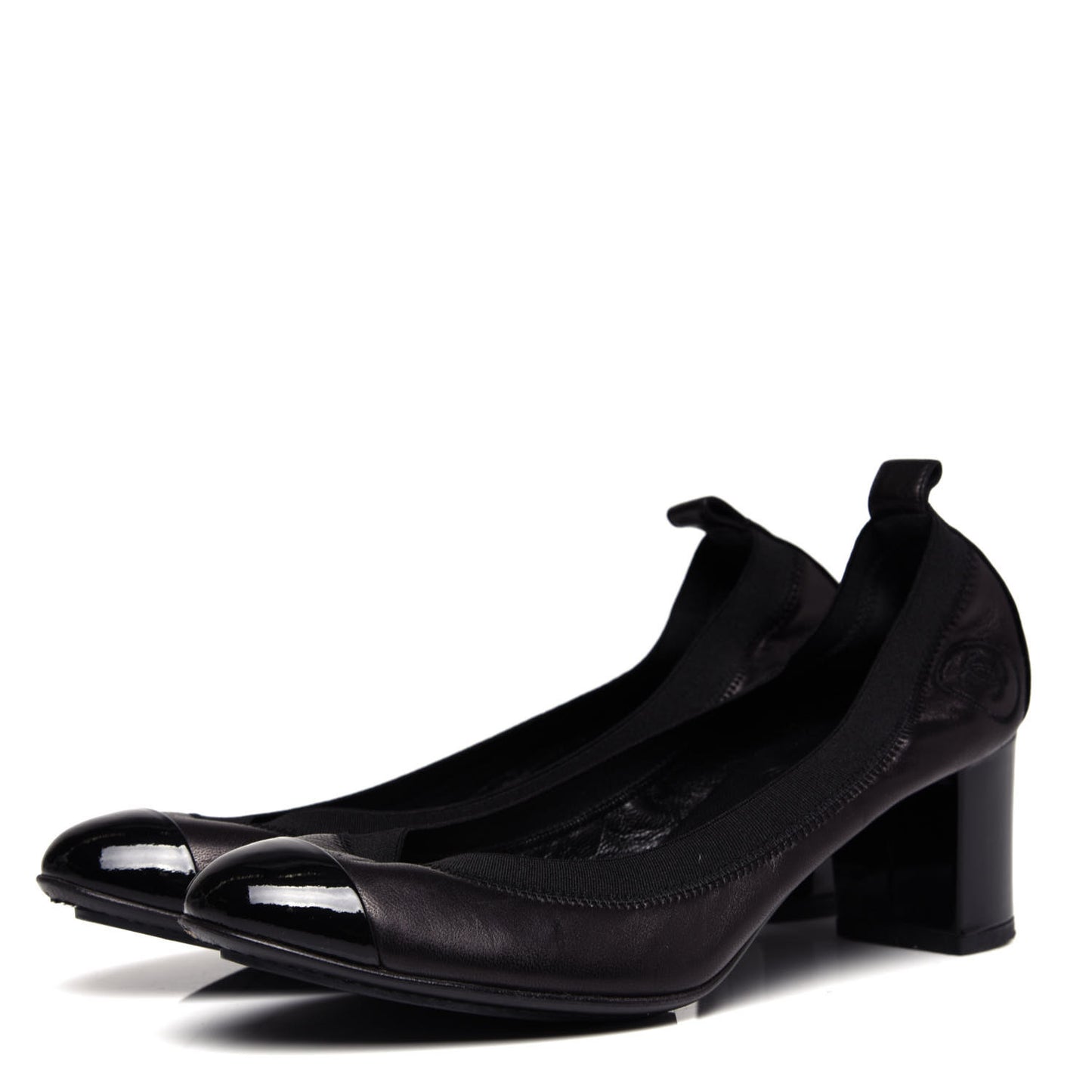 Lambskin Patent CC Elastic Stretch Pumps 38 Black