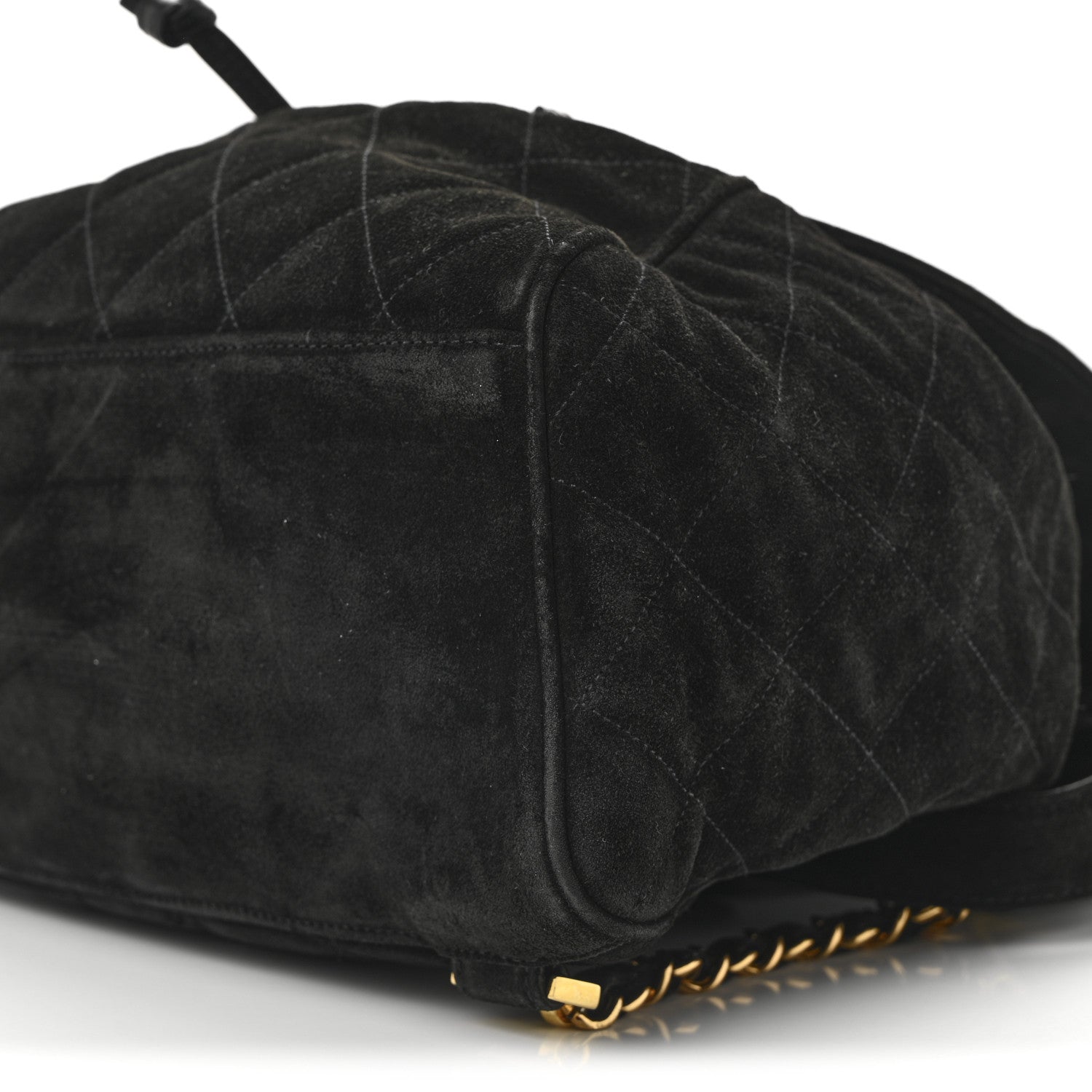 Chanel Suede Quilted CC Drawstring Backpack Black 10 of 13