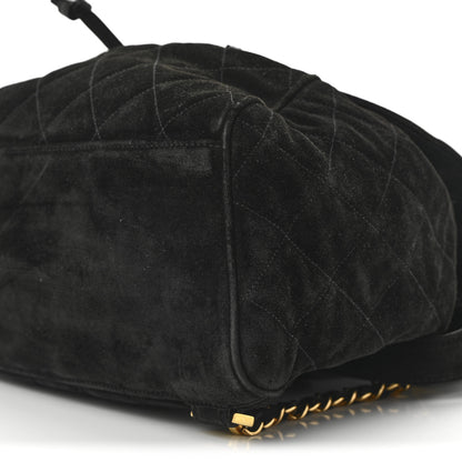 Chanel Suede Quilted CC Drawstring Backpack Black 10 of 13