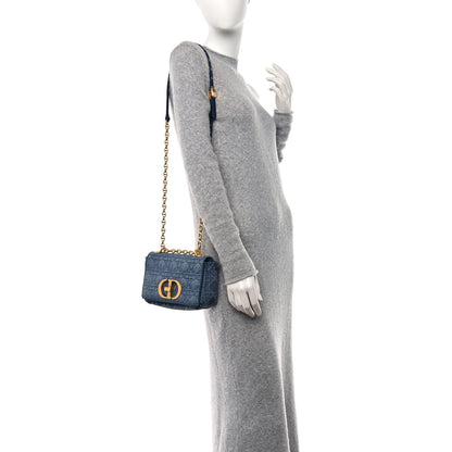Christian Dior CHRISTIAN DIOR Denim Cannage Small Caro Bag Blue 2 of 9