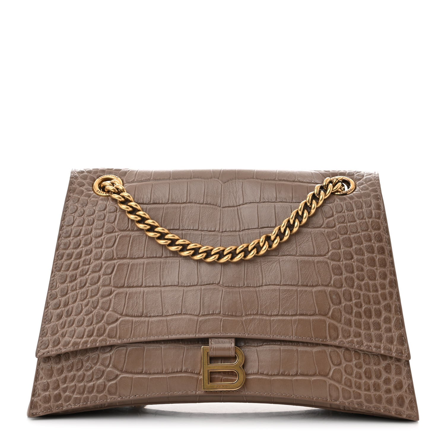 Balenciaga Extra Supple Calfskin Crocodile Embossed Medium Crush Chain Bag Brown 1 of 10