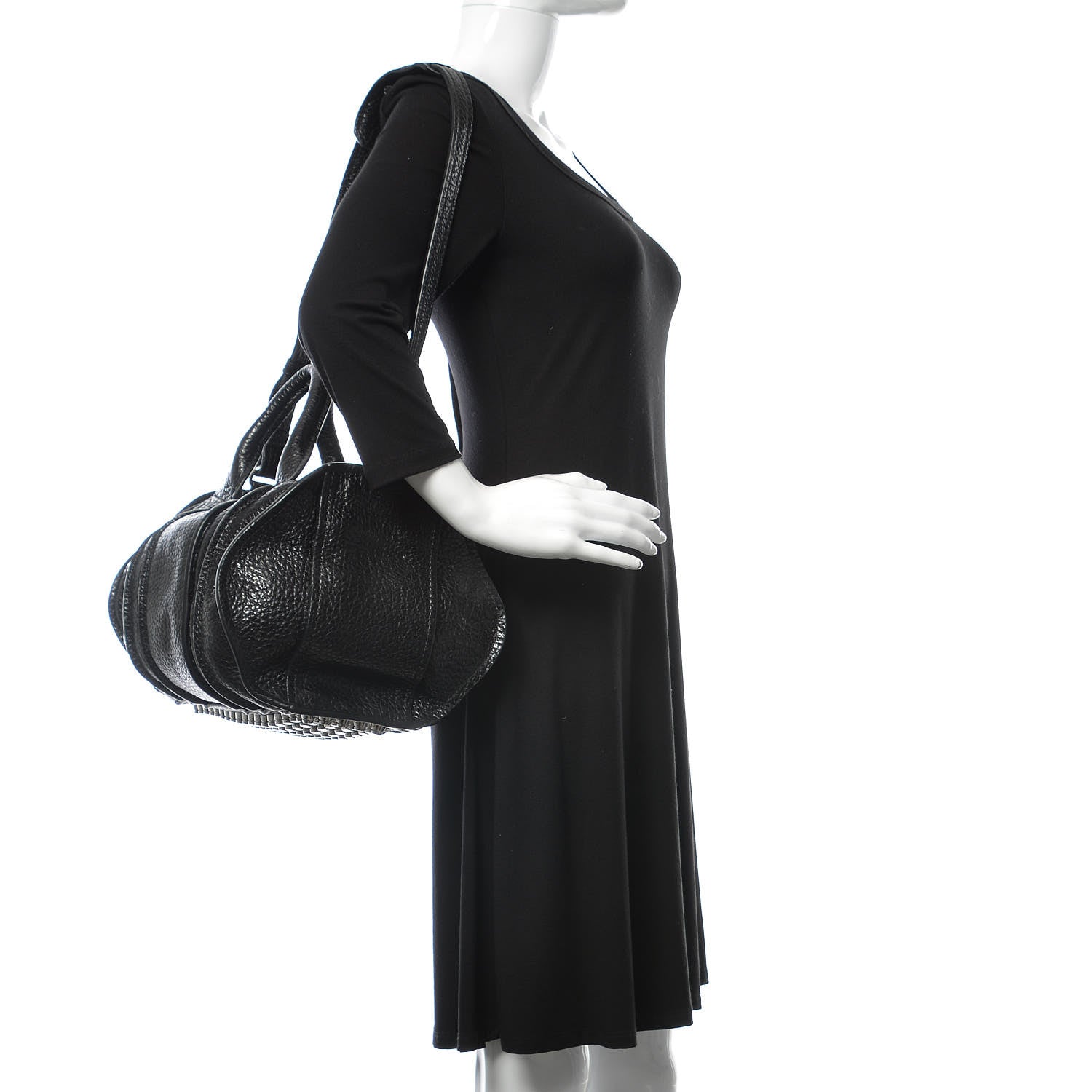 Alexander Wang Pebbled Lambskin Inside Out Rocco Black 2 of 8