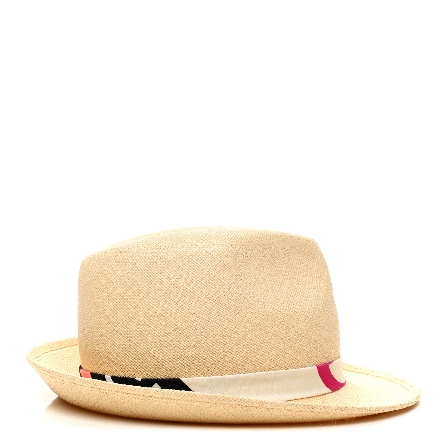 Chanel Straw Ribbon Fedora Hat M Beige Multicolor 5 of 8