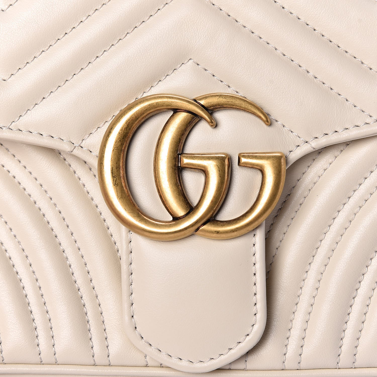 Gucci Calfskin Matelasse Small GG Marmont Shoulder Bag White 10 of 10