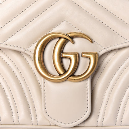 Gucci Calfskin Matelasse Small GG Marmont Shoulder Bag White 10 of 10