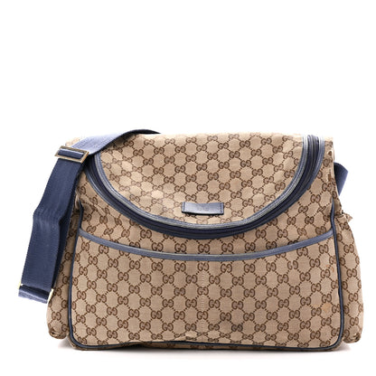 Gucci Monogram Natural Pigskin Large Diaper Bag Beige Ebony Cocoa Dark Chocolate 1 of 13