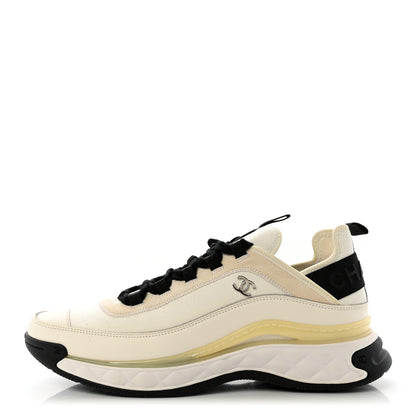 Chanel Velvet Calfskin Mixed Fibers Mens CC Sneakers 43 Ivory Black 1 of 10