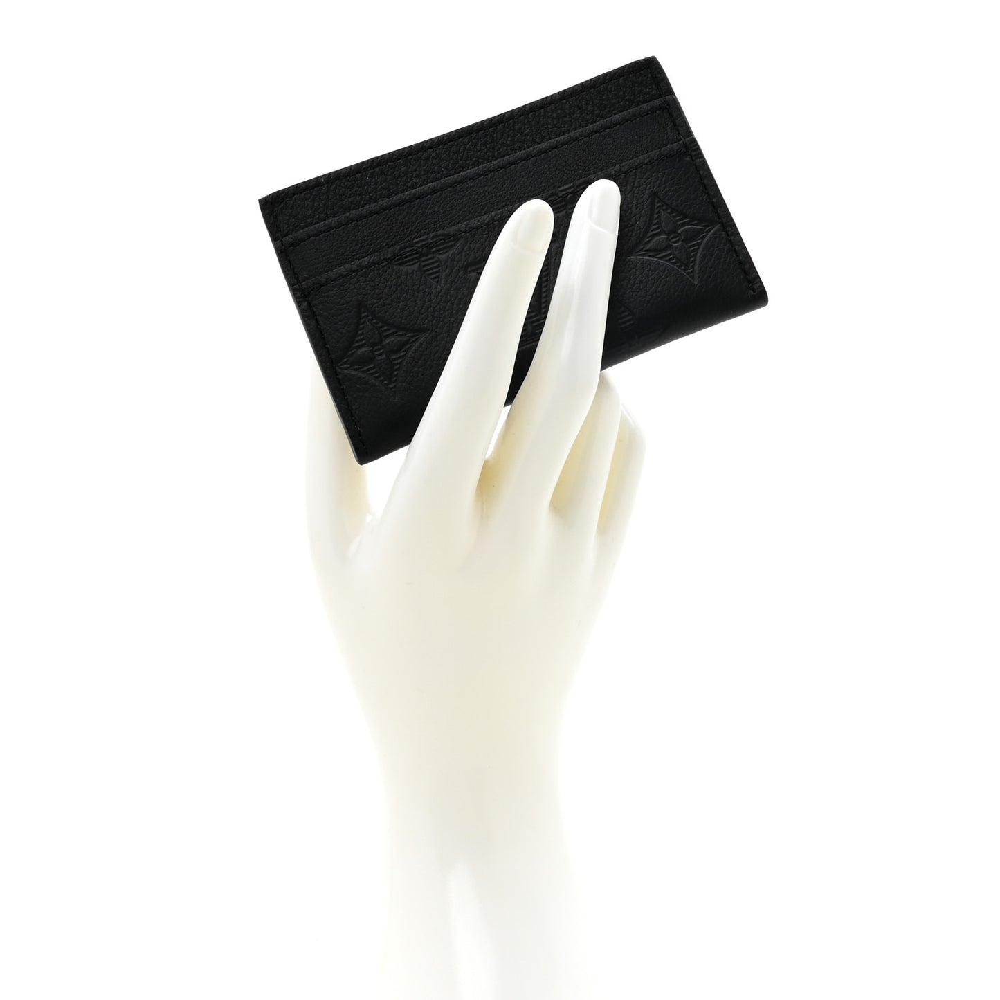 Calfskin Monogram Shadow Double Card Holder Black